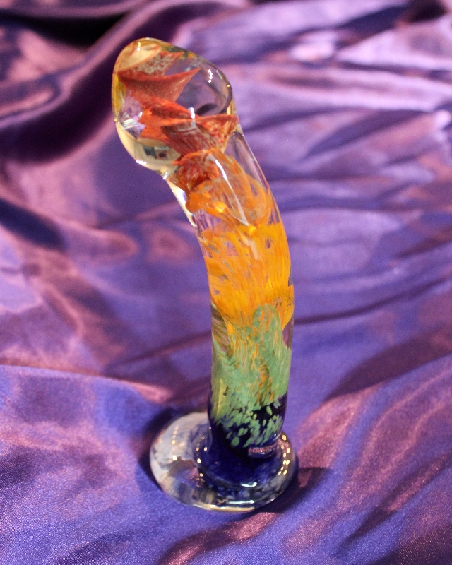 Elegant glass dildo beautiful blue raised spiral realistic shape female sex toy